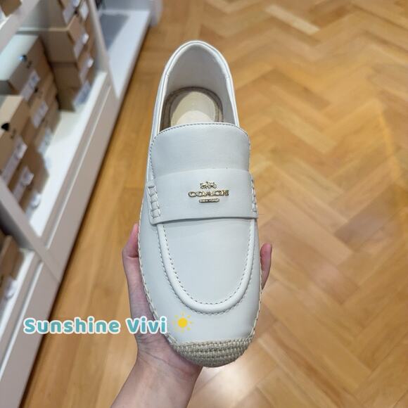 NEW Coach Leather Loafer Espadrille Shoes Women's CAP49 Chalk US 5.5 - Picture 1 of 10